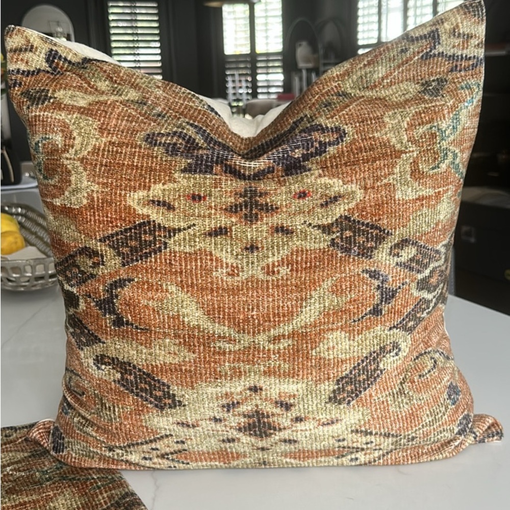 (2) West Elm Textured Pillow Cover - Orange and Black